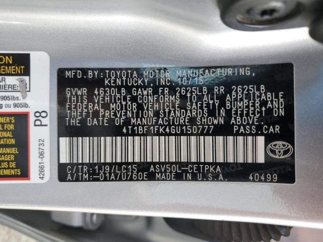 4T1BF1FK4GU150777 - 2016 TOYOTA CAMRY LE SILVER photo 12