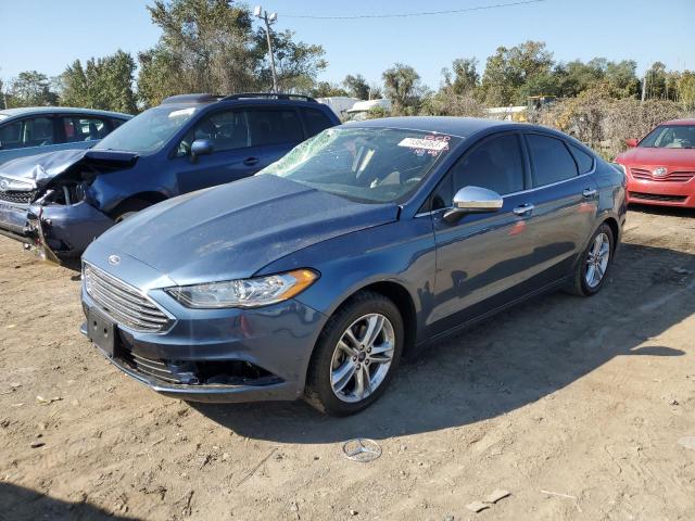 3FA6P0HD3JR195418 - 2018 FORD FUSION SE BLUE photo 1