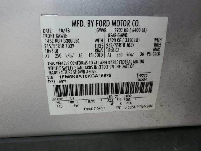 1FM5K8AT0KGA16678 - 2019 FORD EXPLORER POLICE INTERCEPTOR Silber Foto 13