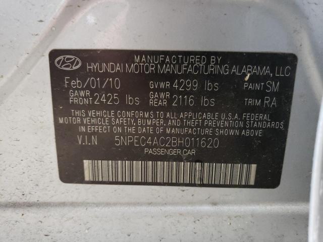 5NPEC4AC2BH011620 - 2011 HYUNDAI SONATA SE SILVER photo 12