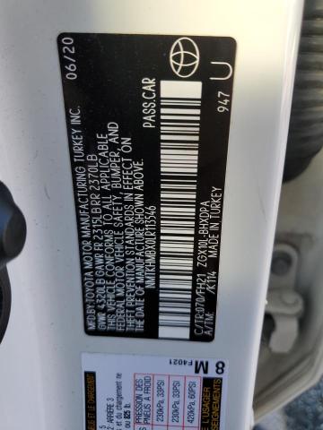 NMTKHMBX0LR113546 - 2020 TOYOTA C-HR XLE WHITE photo 14