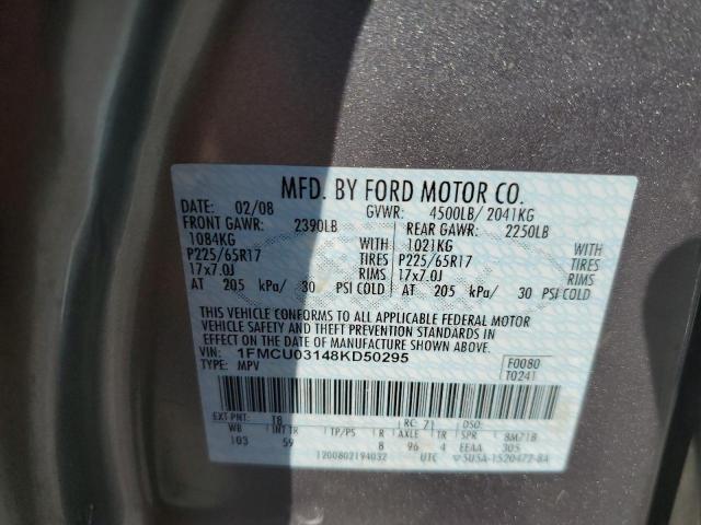 1FMCU03148KD50295 - 2008 FORD ESCAPE XLT SILVER photo 13