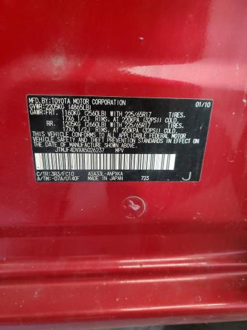 JTMJF4DVXA5026237 - 2010 TOYOTA RAV4 RED photo 13