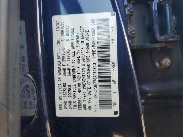 1HGCP36778A010613 - 2008 HONDA ACCORD EX BLUE photo 12