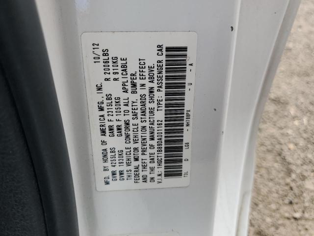 1HGCT1B89DA001162 - 2013 HONDA ACCORD EXL WHITE photo 12