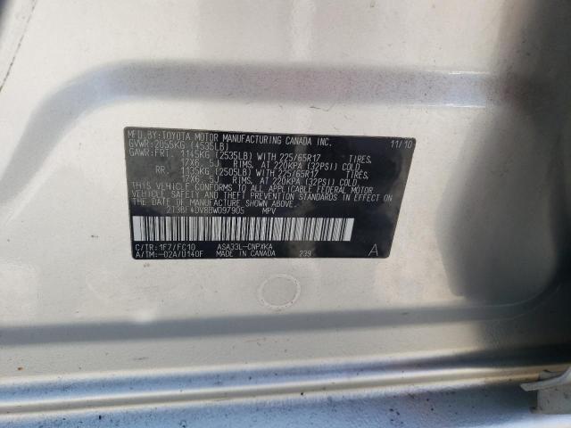 2T3BF4DV8BW097905 - 2011 TOYOTA RAV4 SILVER photo 13