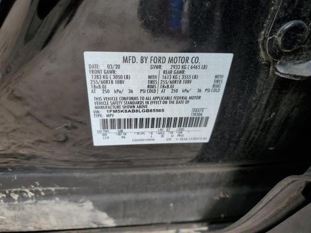 1FM5K8AB8LGB85565 - 2020 FORD EXPLORER POLICE INTERCEPTOR 黑色 照片 12