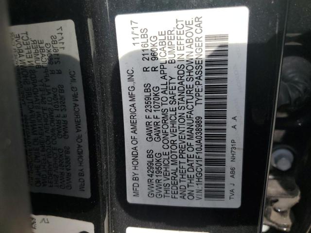 1HGCV1F10JA038989 - 2018 HONDA ACCORD LX BLACK photo 13