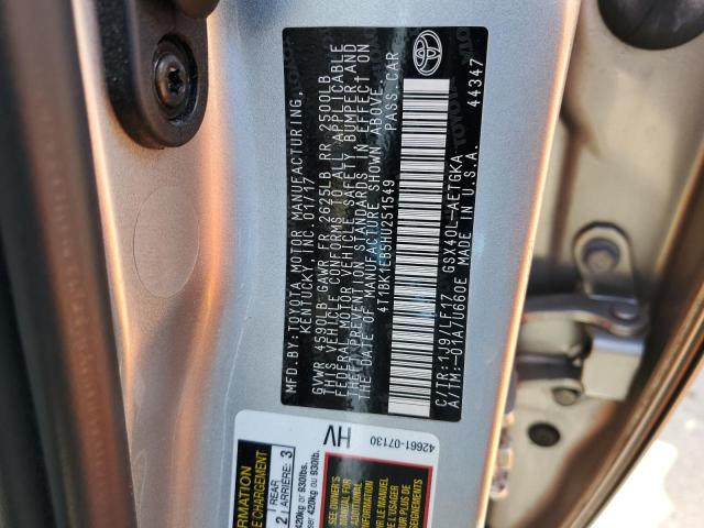 4T1BK1EB5HU251549 - 2017 TOYOTA AVALON XLE Күміс фото 12