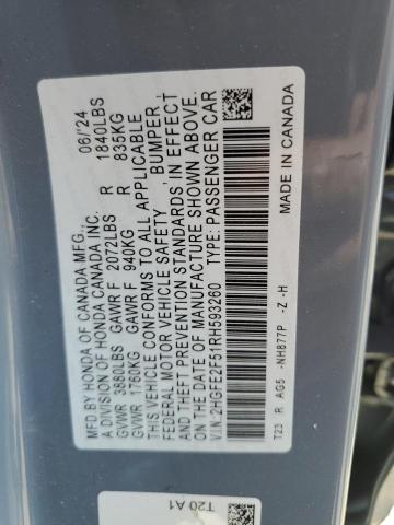 2HGFE2F51RH593260 - 2024 HONDA CIVIC SPORT 蓝色 照片 13