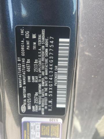 5XXGT4L34KG377547 - 2019 KIA OPTIMA LX ლურჯი ფოტო 12