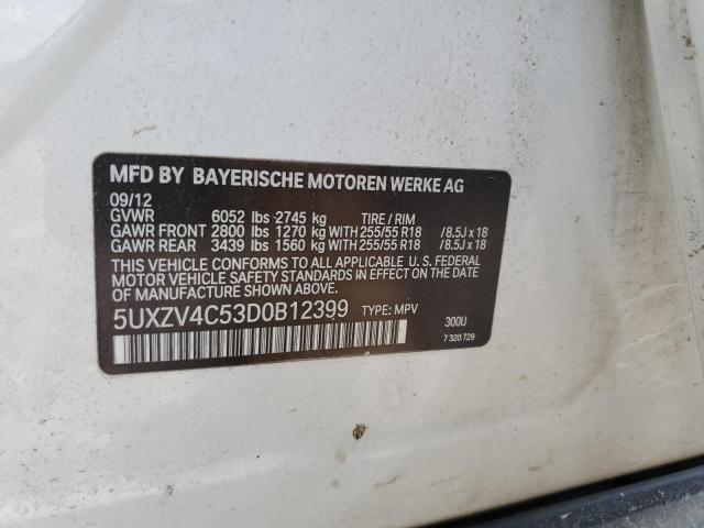 5UXZV4C53D0B12399 - 2013 BMW X5 XDRIVE35I WHITE photo 13
