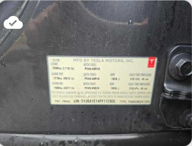 5YJSA1E14FF112906 - 2015 TESLA MODEL S Boz foto 10