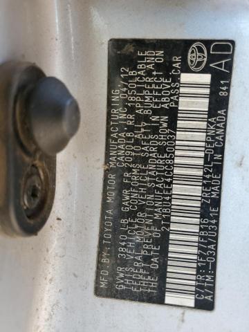 2T1BU4EE4CC850037 - 2012 TOYOTA COROLLA BASE 银色 照片 13