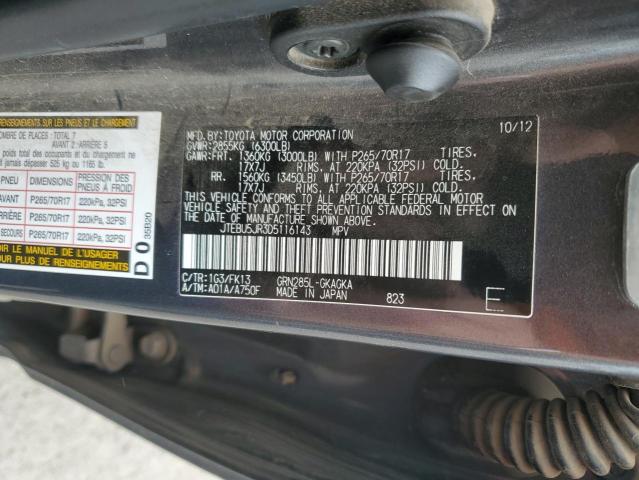 JTEBU5JR3D5116143 - 2013 TOYOTA 4RUNNER SR5 GRAY photo 13