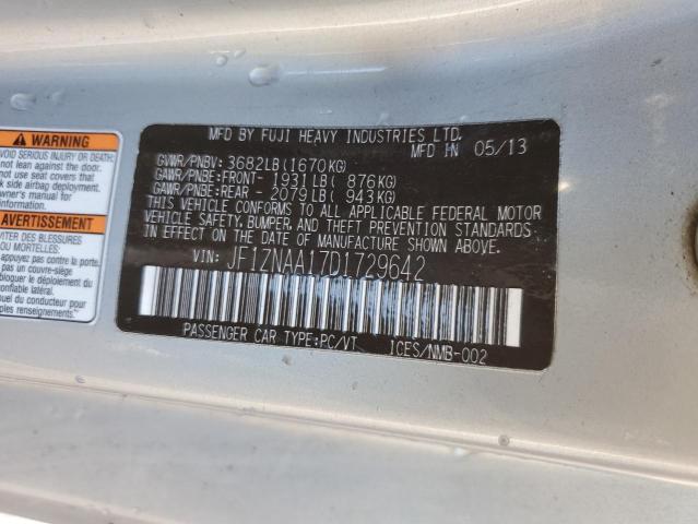 JF1ZNAA17D1729642 - 2013 TOYOTA SCION FR-S 银色 照片 12