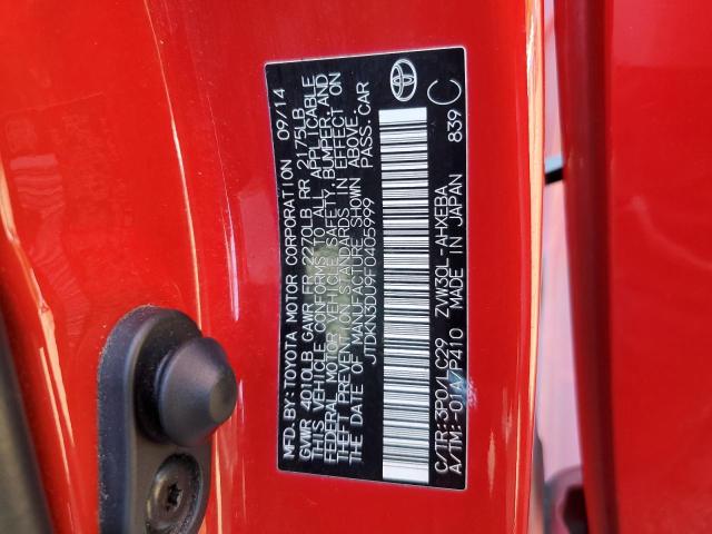 JTDKN3DU9F0405999 - 2015 TOYOTA PRIUS RED photo 12