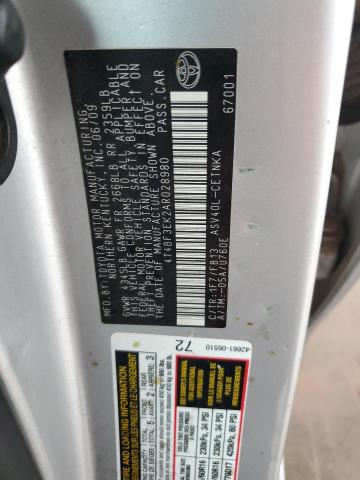 4T4BF3EK2AR028980 - 2010 TOYOTA CAMRY BASE SILVER photo 12