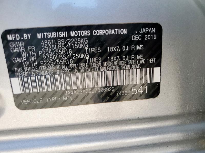 JA4AZ3A30LZ026922 - 2020 MITSUBISHI OUTLANDER SE SILVER photo 13