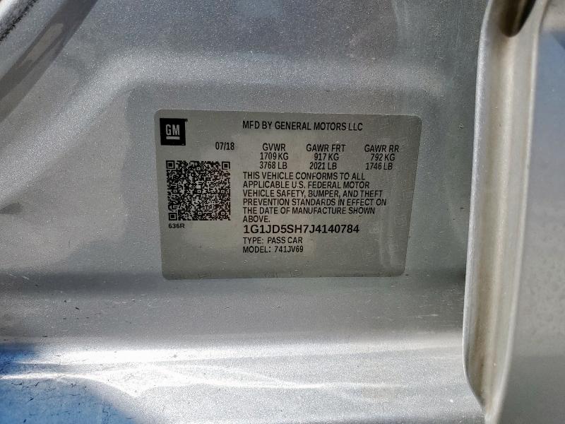 1G1JD5SH7J4140784 - 2018 CHEVROLET SONIC LT فضي صورة 12