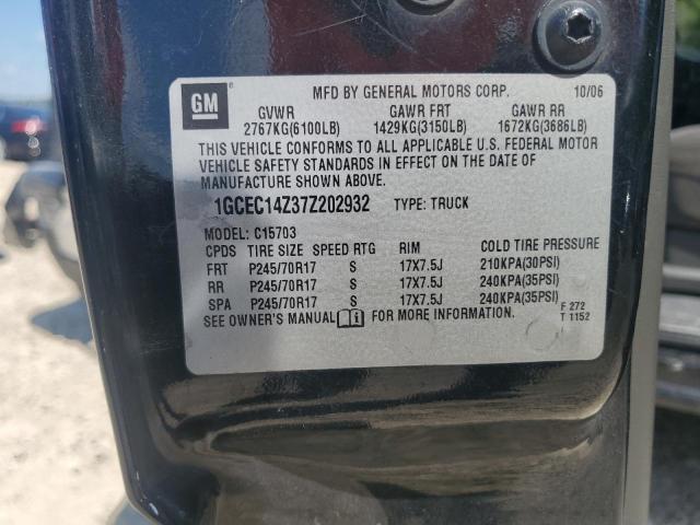 1GCEC14Z37Z202932 - 2007 CHEVROLET SILVERADO C1500 CLASSIC BLACK photo 12