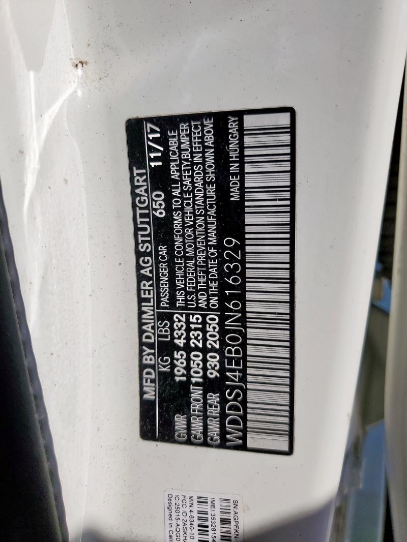 WDDSJ4EB0JN616329 - 2018 MERCEDES-BENZ CLA 250 Белый фото 12