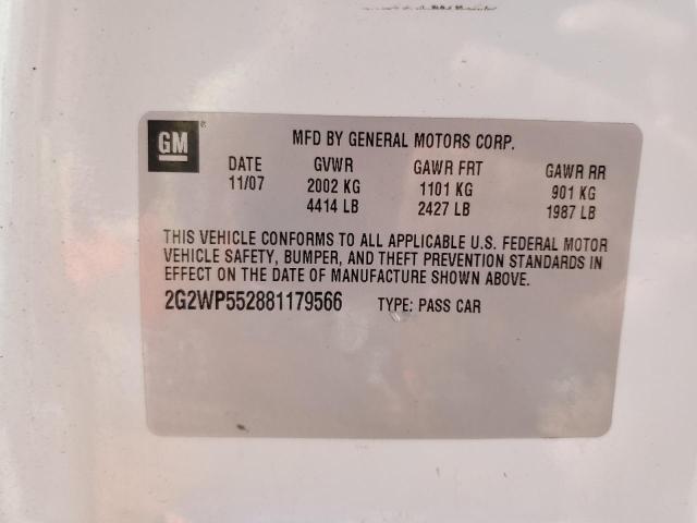 2G2WP552881179566 - 2008 PONTIAC GRAND PRIX 白色 照片 12