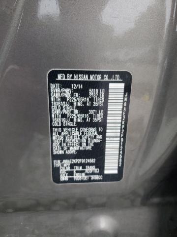 JN8AE2KP2F9124582 - 2015 NISSAN QUEST S 灰色 照片 14