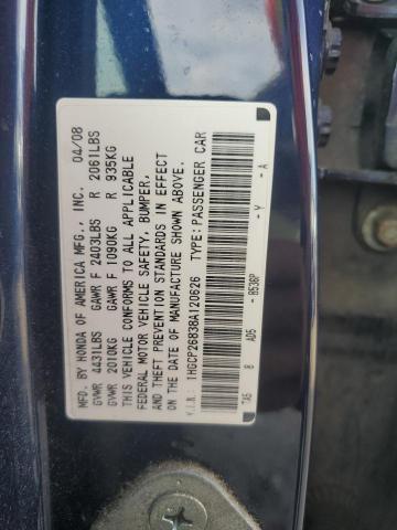 1HGCP26838A120626 - 2008 HONDA ACCORD EXL BLUE photo 12