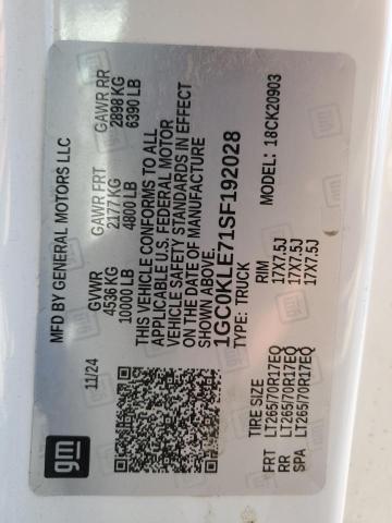 1GC0KLE71SF192028 - 2025 CHEVROLET SILVERADO K2500 HEAVY DUTY WHITE photo 12