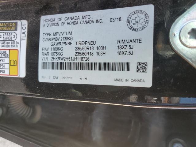 2HKRW2H51JH118726 - 2018 HONDA CR-V EX BLACK photo 13