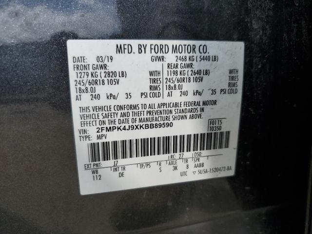 2FMPK4J9XKBB89590 - 2019 FORD EDGE SEL 灰色 照片 13