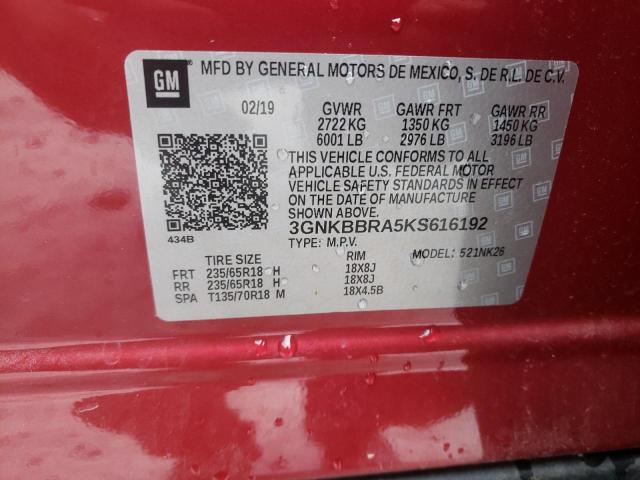 3GNKBBRA5KS616192 - 2019 CHEVROLET BLAZER 1LT BURGUNDY photo 13