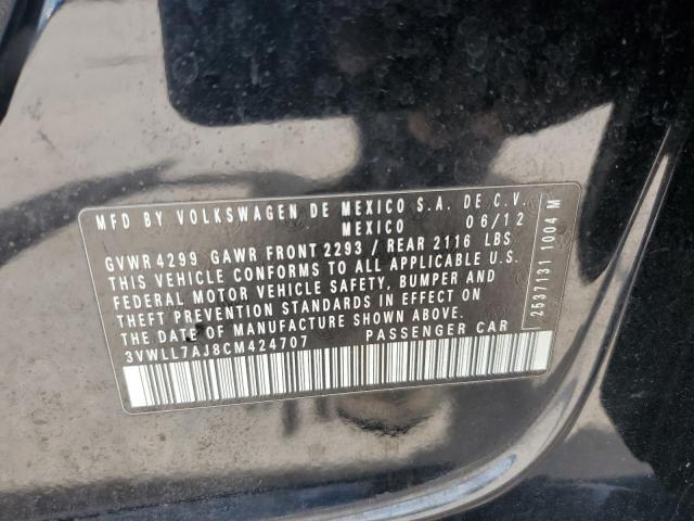 3VWLL7AJ8CM424707 - 2012 VOLKSWAGEN JETTA TDI BLACK photo 12