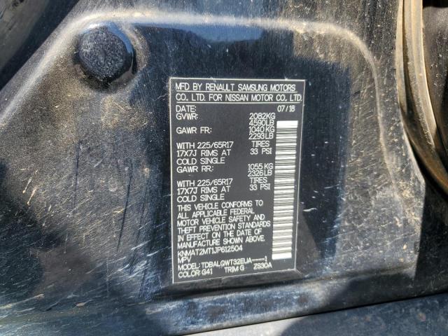 KNMAT2MT1JP612504 - 2018 NISSAN ROGUE S أسود صورة 14