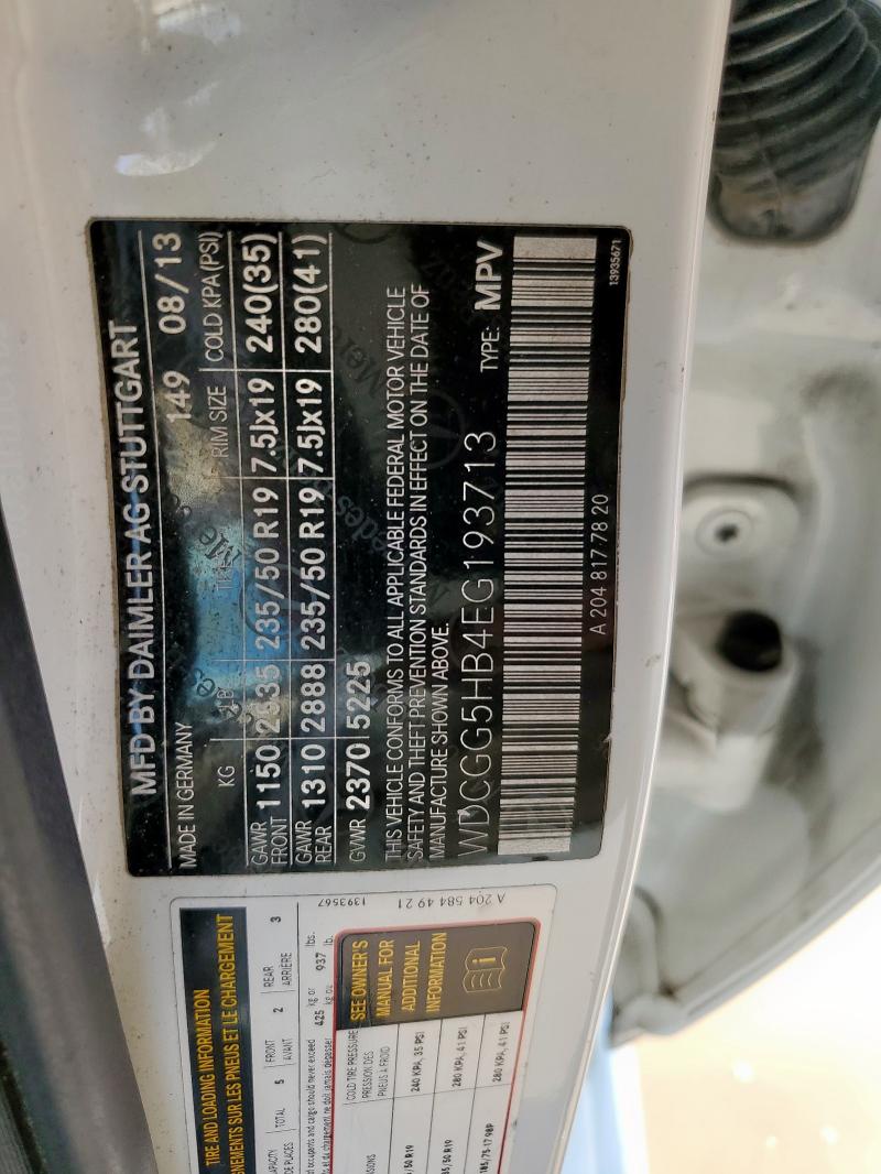 WDCGG5HB4EG193713 - 2014 MERCEDES-BENZ GLK 350 WHITE photo 12