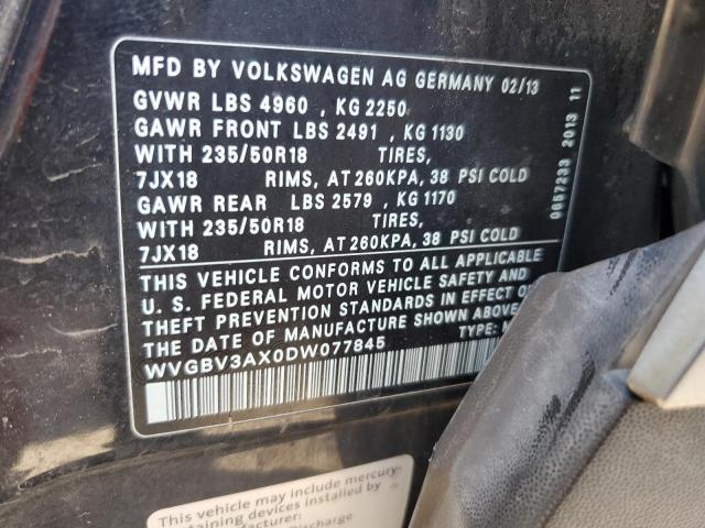 WVGBV3AX0DW077845 - 2013 VOLKSWAGEN TIGUAN S BLACK photo 13