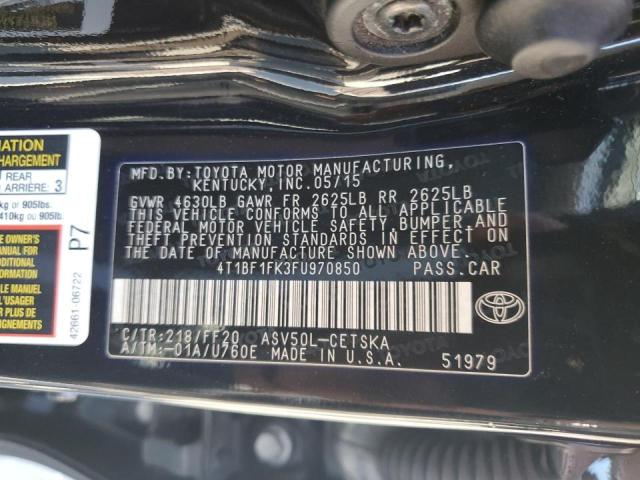4T1BF1FK3FU970850 - 2015 TOYOTA CAMRY LE BLACK photo 12