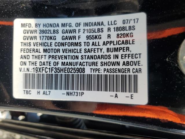 19XFC1F35HE025908 - 2017 HONDA CIVIC EX 黑色 照片 12