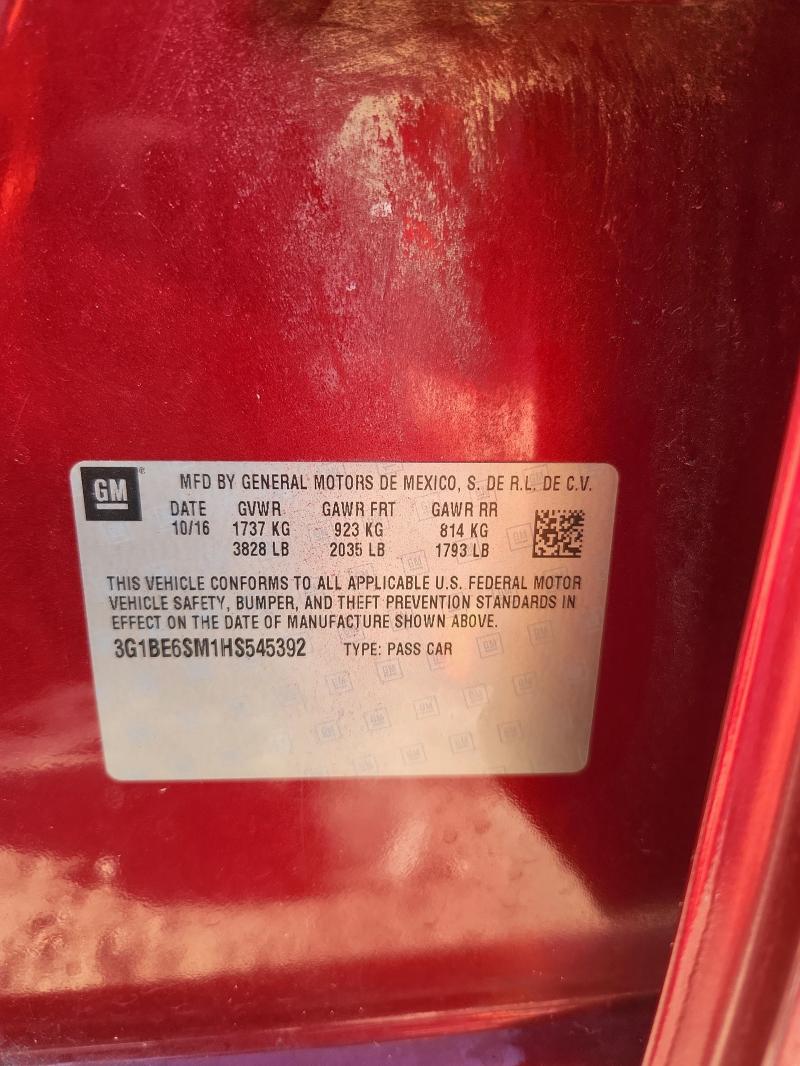 3G1BE6SM1HS545392 - 2017 CHEVROLET CRUZE LT 红色 照片 13