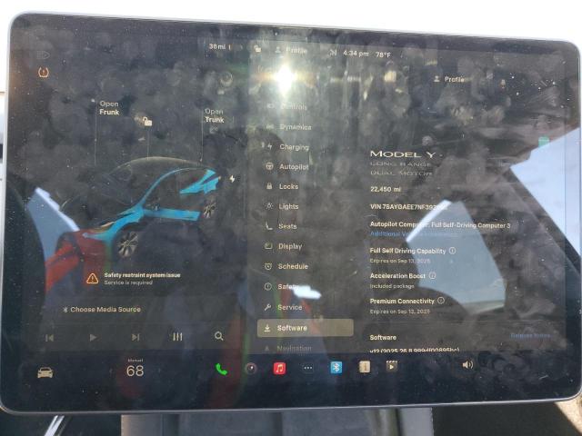 7SAYGAEE7NF392995 - 2022 TESLA MODEL Y ლურჯი ფოტო 9