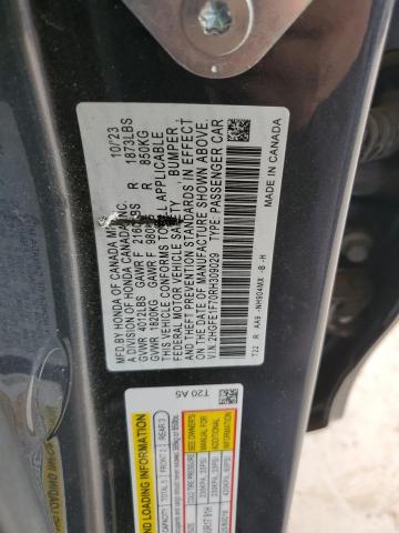 2HGFE1F70RH309029 - 2024 HONDA CIVIC EX GRAY photo 12