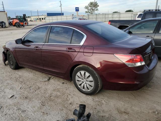 1HGCP2F34AA010839 - 2010 HONDA ACCORD LX MAROON photo 2