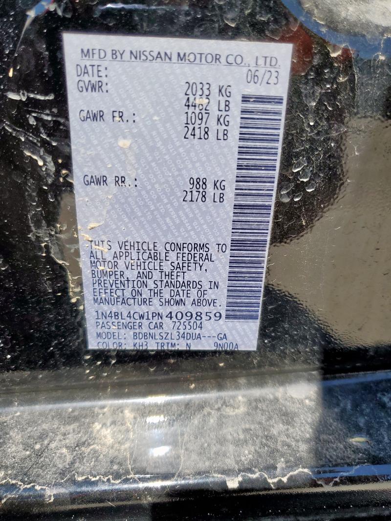 1N4BL4CW1PN409859 - 2023 NISSAN ALTIMA SR BLACK photo 12