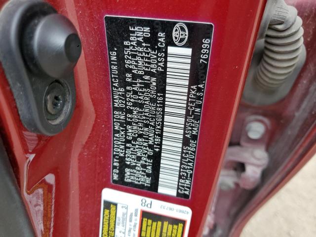 4T1BF1FK5GU581161 - 2016 TOYOTA CAMRY LE BURGUNDY photo 12