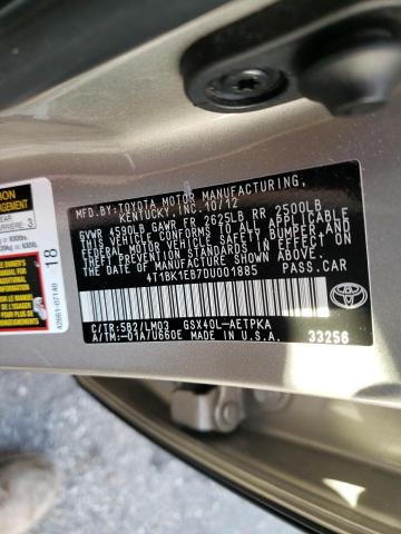 4T1BK1EB7DU001885 - 2013 TOYOTA AVALON BASE 金色 照片 12