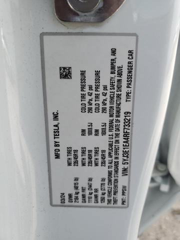 5YJ3E1EA4RF733219 - 2024 TESLA MODEL 3 Ақ фото 12