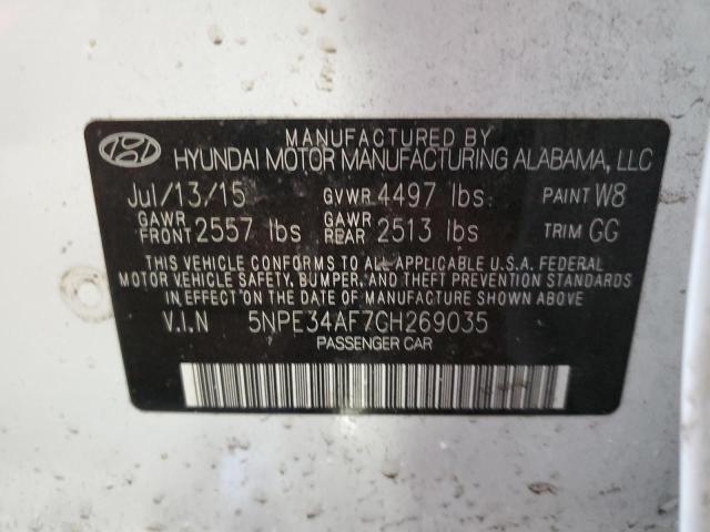 5NPE34AF7GH269035 - 2016 HYUNDAI SONATA SPORT Weiß Foto 12