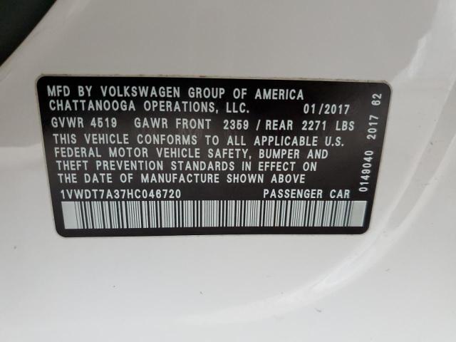 1VWDT7A37HC046720 - 2017 VOLKSWAGEN PASSAT R-LINE Ağ foto 12
