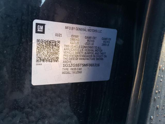 1G1ZG5ST5MF065316 - 2021 CHEVROLET MALIBU RS 黑色 照片 12